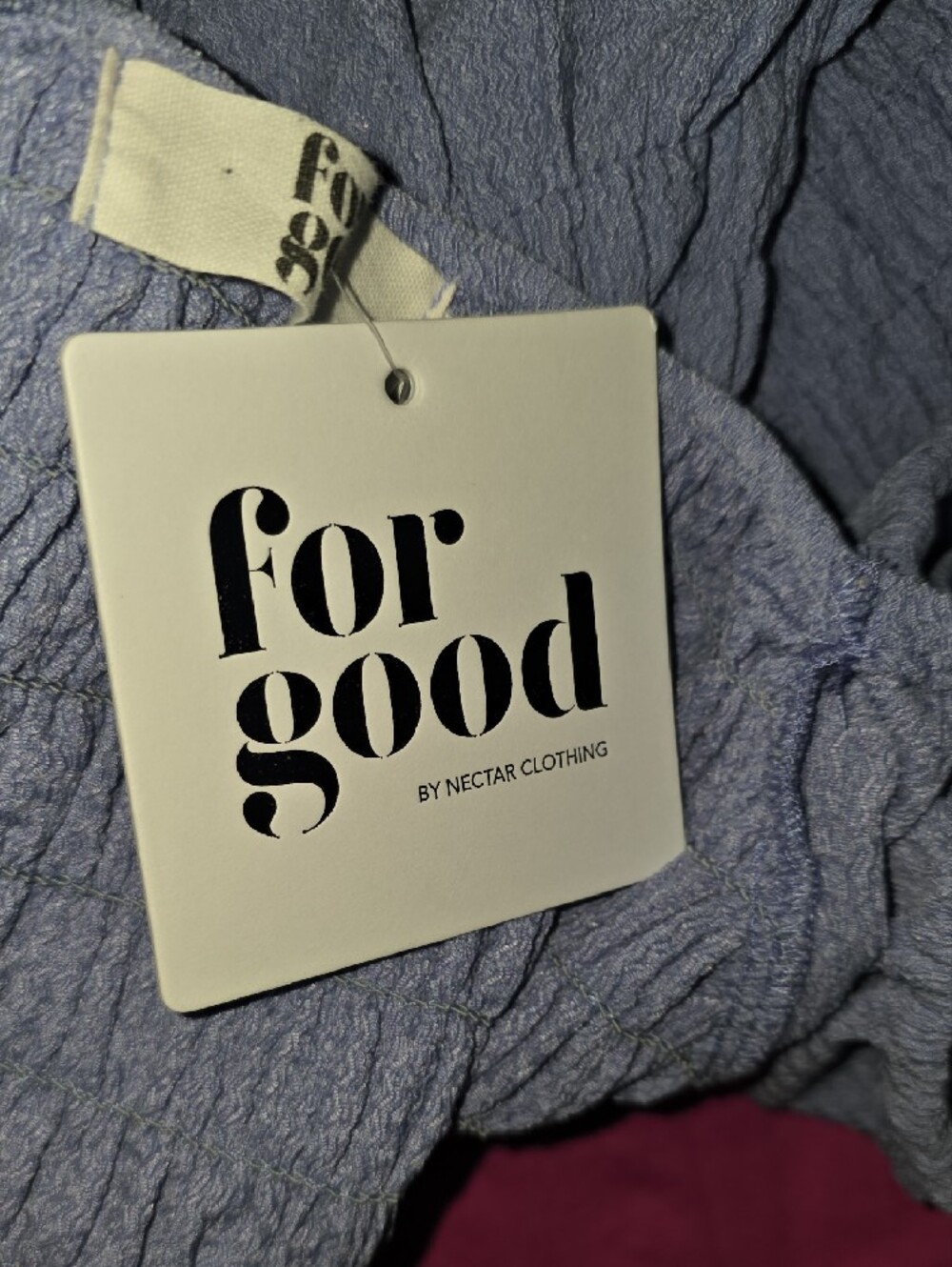 Nwt For Good Blue Smocked Peplum Puff-Sleeve Top - Picture 7 of 8